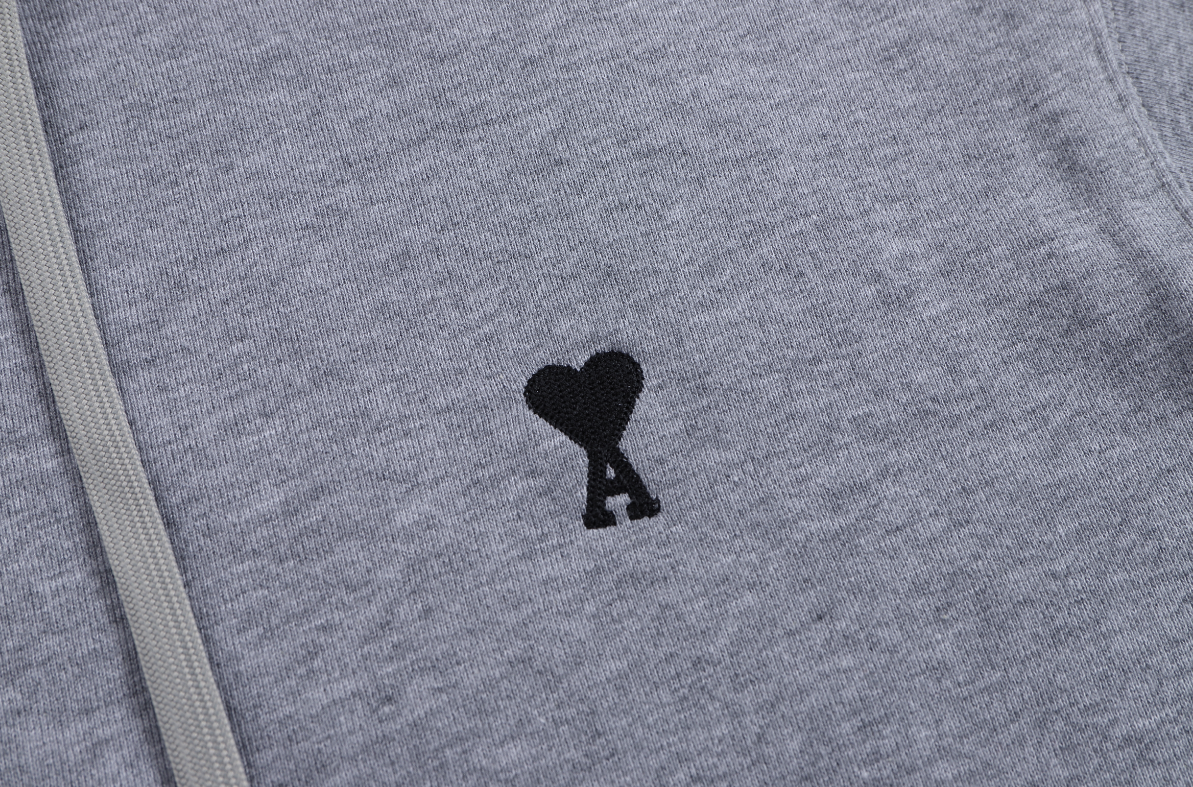 AMI SS26 Pure Cotton Zip-Up Cardigan / Crewneck Sweatshirt with Embroidered Mini Heart