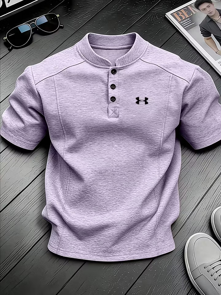 Men's Stand-Collar Henley Shirt