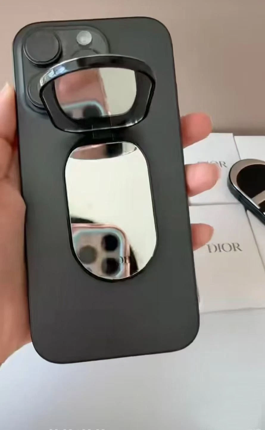 Dior New CD Logo Makeup Mirror with Phone Holder Stand Dual Mirror with Box