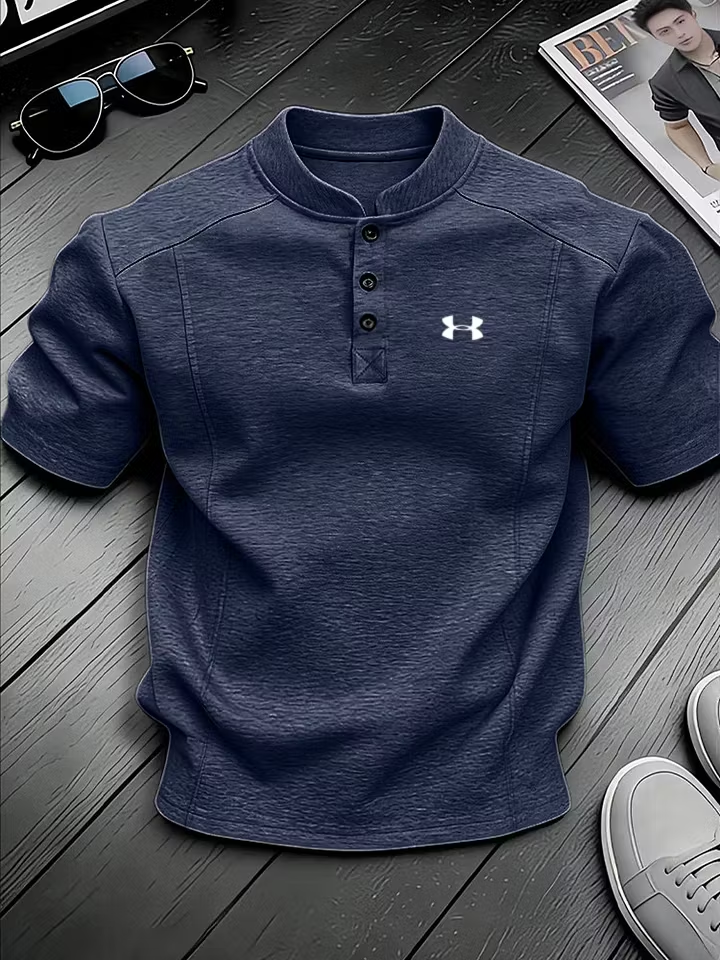 Men's Stand-Collar Henley Shirt