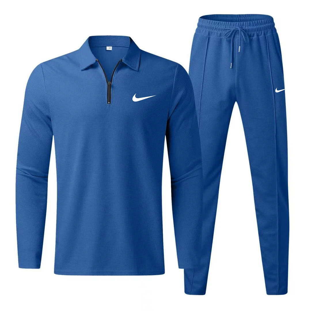 Men's Fashion Casual Polo Shirt Trousers Sports Suit