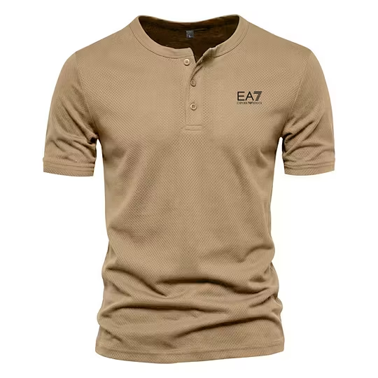 Men's EA7 Quick-Dry Henley Gym T-Shirt