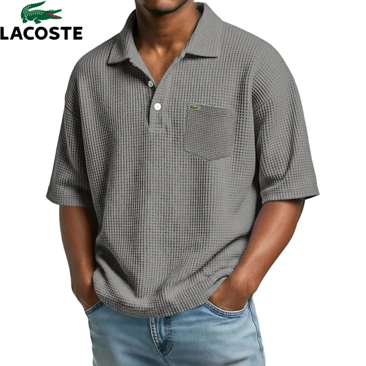Polo Homme Waffle Col Ouvert Poche Poitrine