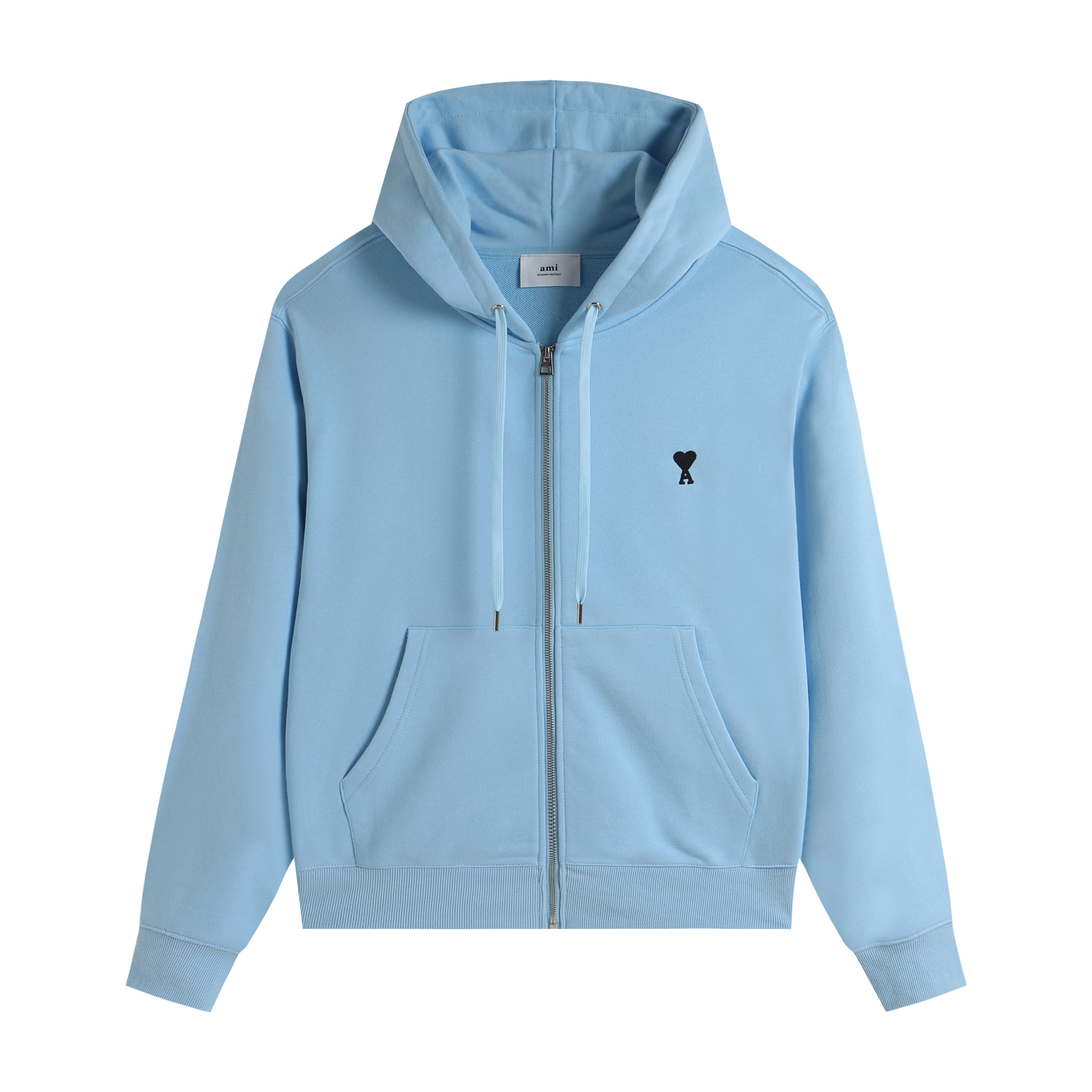 AMI SS26 Pure Cotton Zip-Up Cardigan / Crewneck Sweatshirt with Embroidered Mini Heart