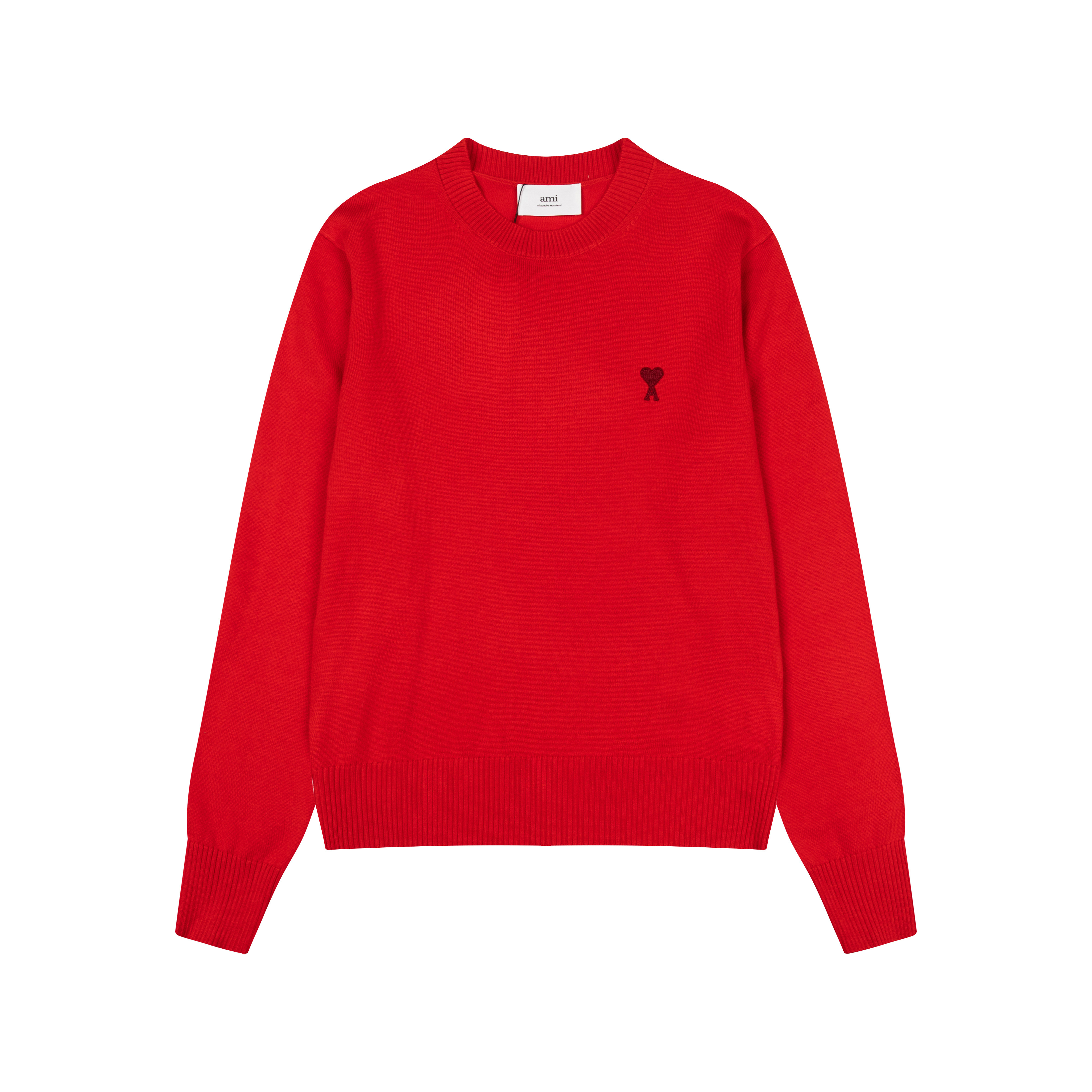 AMI SS26 Pure Cotton Embroidered Knitwear