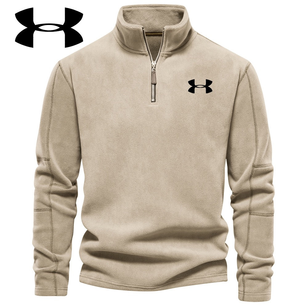 Men's stand-up collar zip-up fleece top