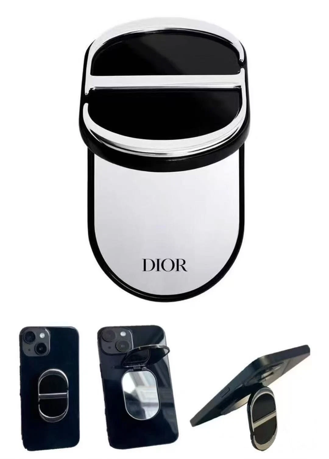 Dior New CD Logo Makeup Mirror with Phone Holder Stand Dual Mirror with Box