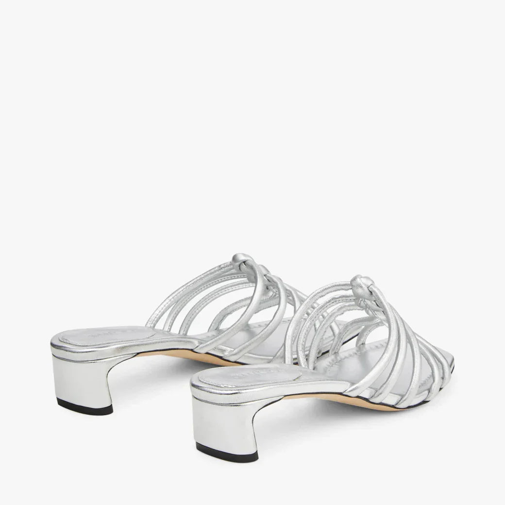 J**C* new silver metallic leather mules