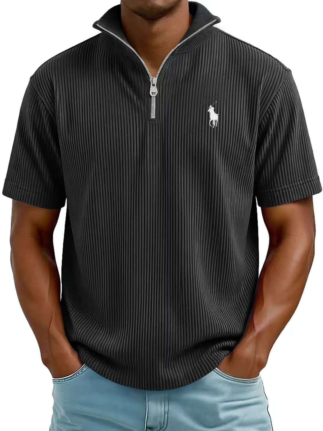 Textured Quarter-Zip Polo Shirt – Modern Comfort, Timeless Style