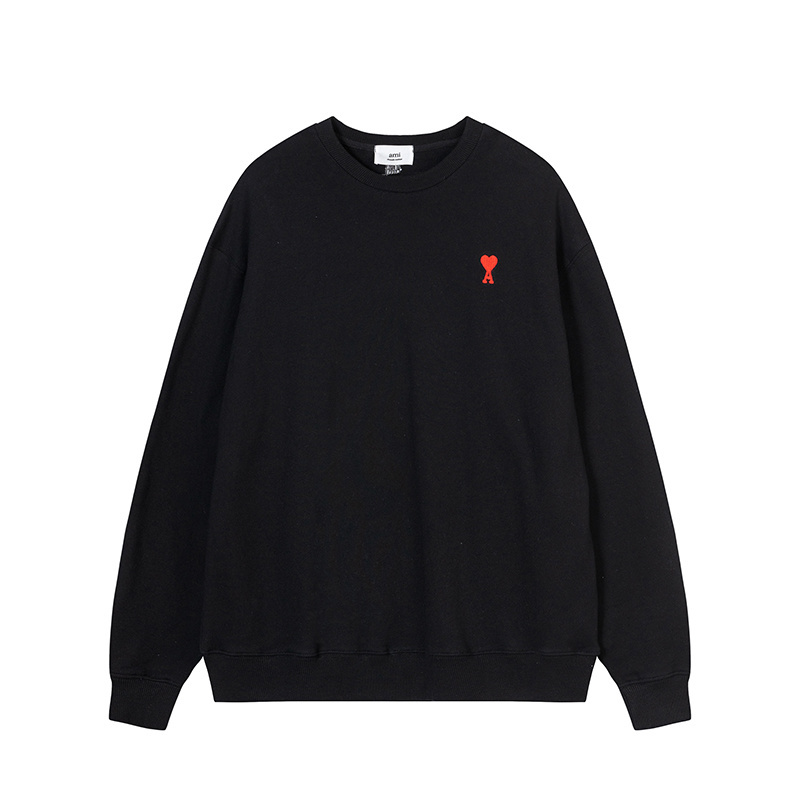 AMI SS26 Crewneck Sweatshirt with Heart Embroidery