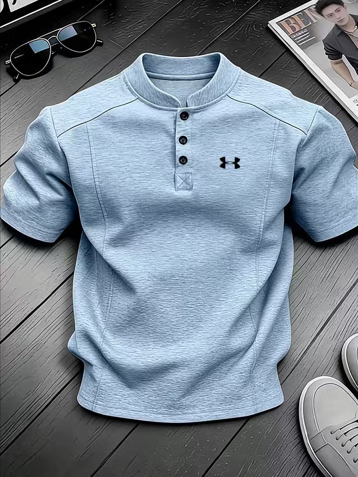 Men's Stand-Collar Henley Shirt
