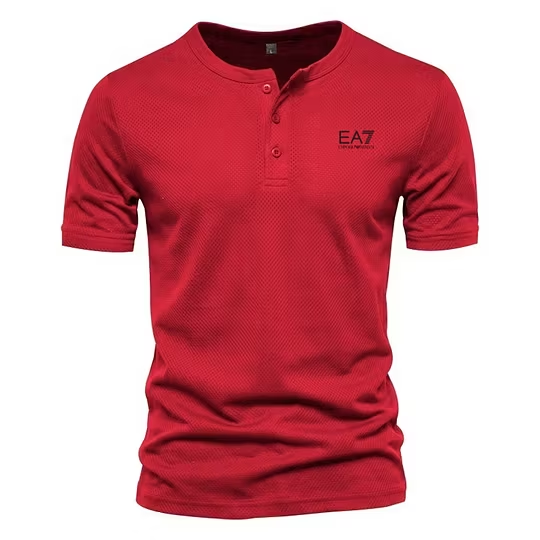 Men's EA7 Quick-Dry Henley Gym T-Shirt