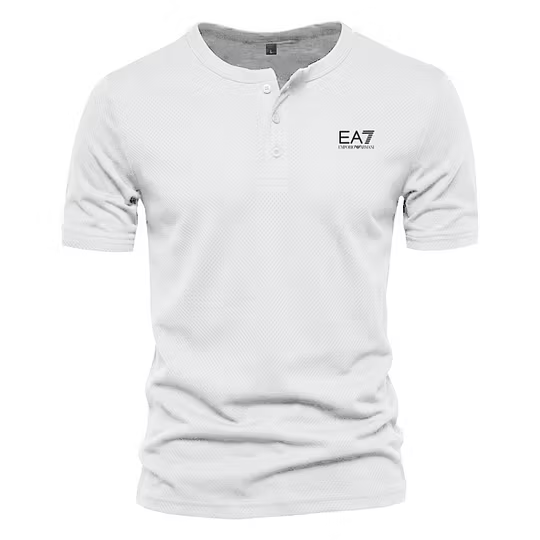Men's EA7 Quick-Dry Henley Gym T-Shirt