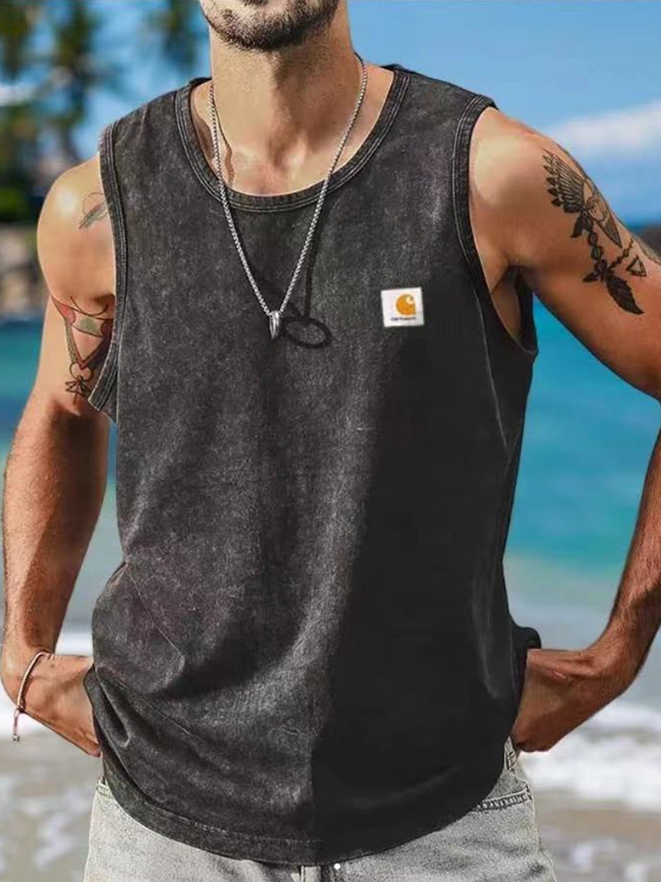 Men's Vintage Distressed Casual Sleeveless Vest Tank Top