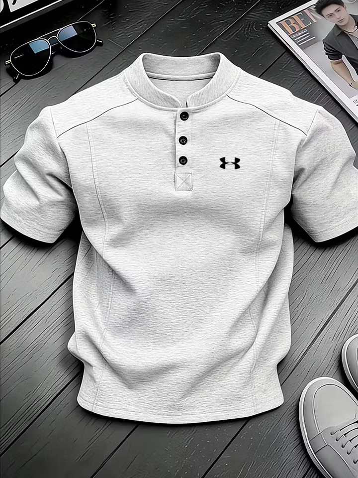 Men's Stand-Collar Henley Shirt
