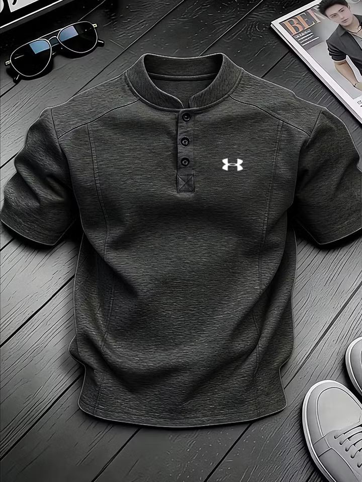 Men's Stand-Collar Henley Shirt