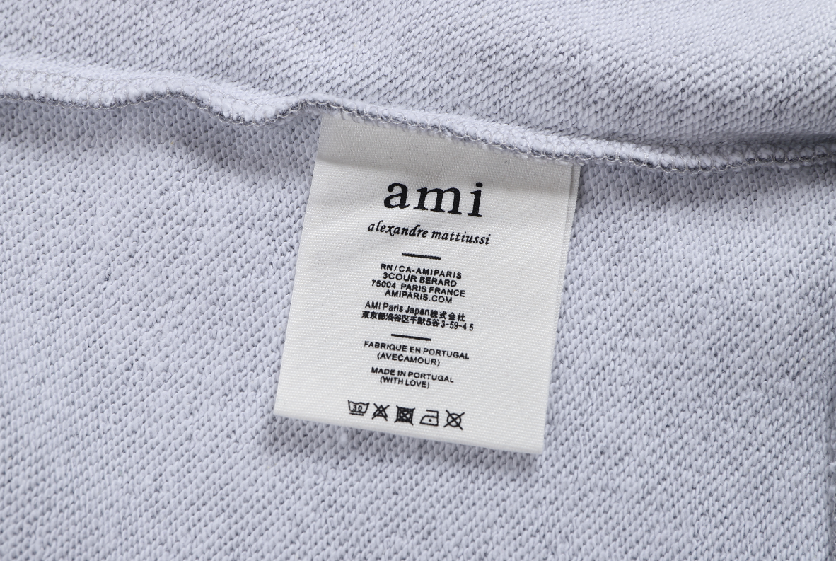AMI SS26 Pure Cotton Zip-Up Cardigan / Crewneck Sweatshirt with Embroidered Mini Heart