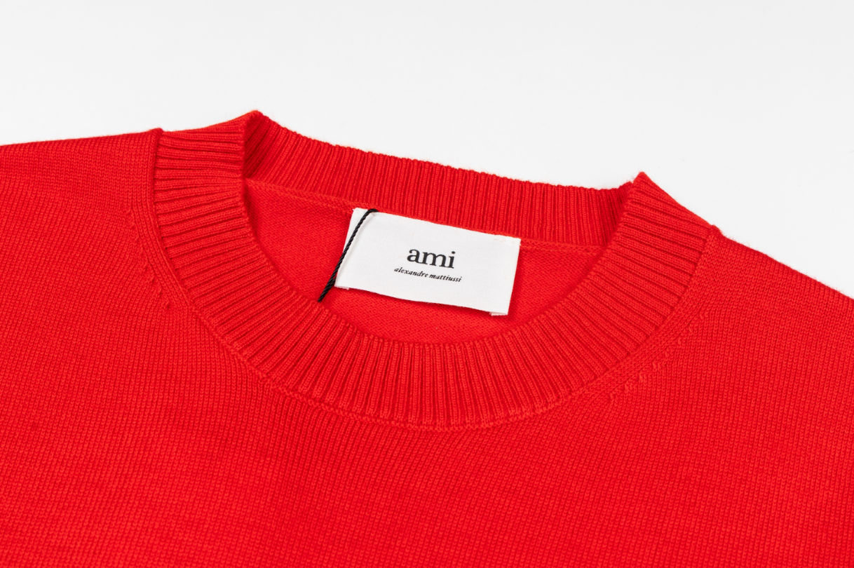 AMI SS26 Pure Cotton Embroidered Knitwear