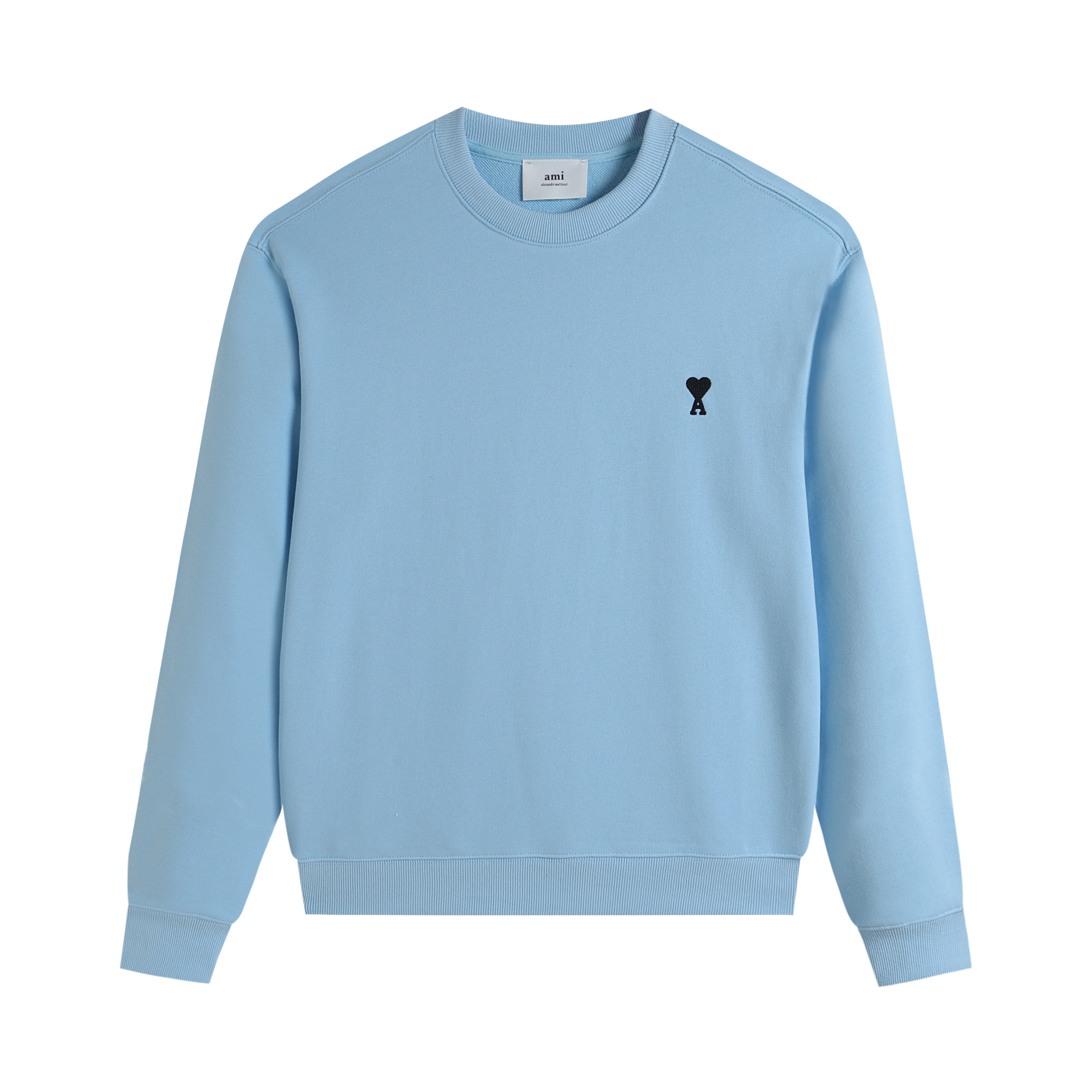 AMI SS26 Pure Cotton Zip-Up Cardigan / Crewneck Sweatshirt with Embroidered Mini Heart