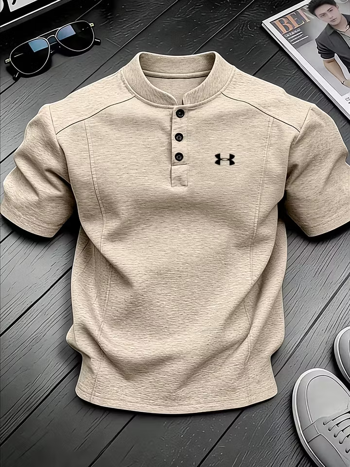 Men's Stand-Collar Henley Shirt