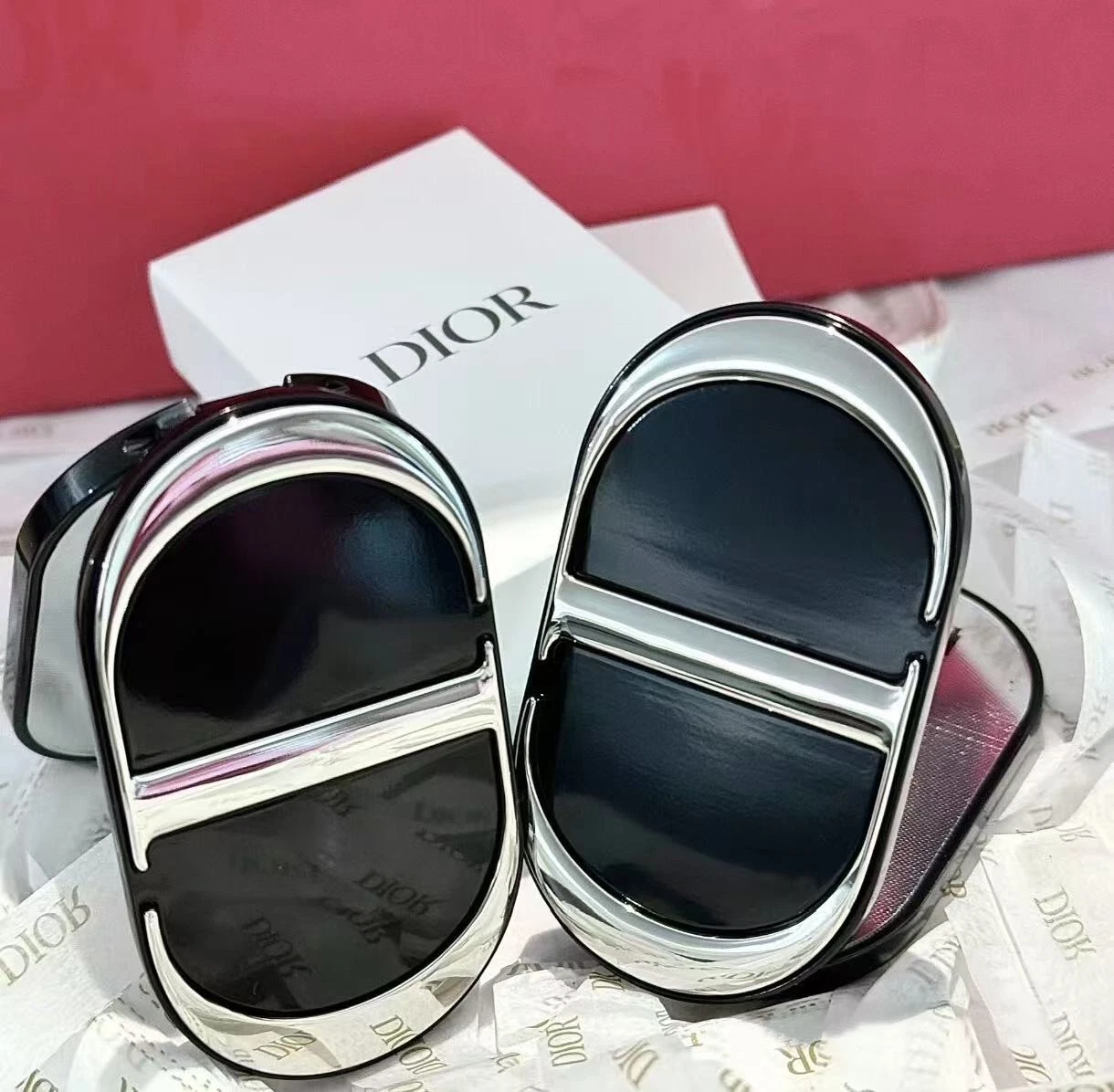 Dior New CD Logo Makeup Mirror with Phone Holder Stand Dual Mirror with Box