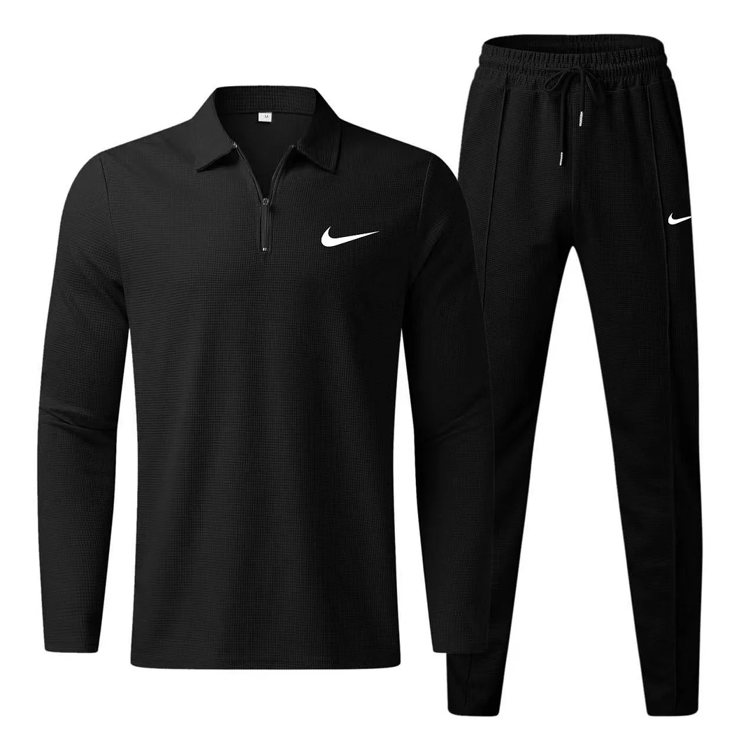 Men's Fashion Casual Polo Shirt Trousers Sports Suit