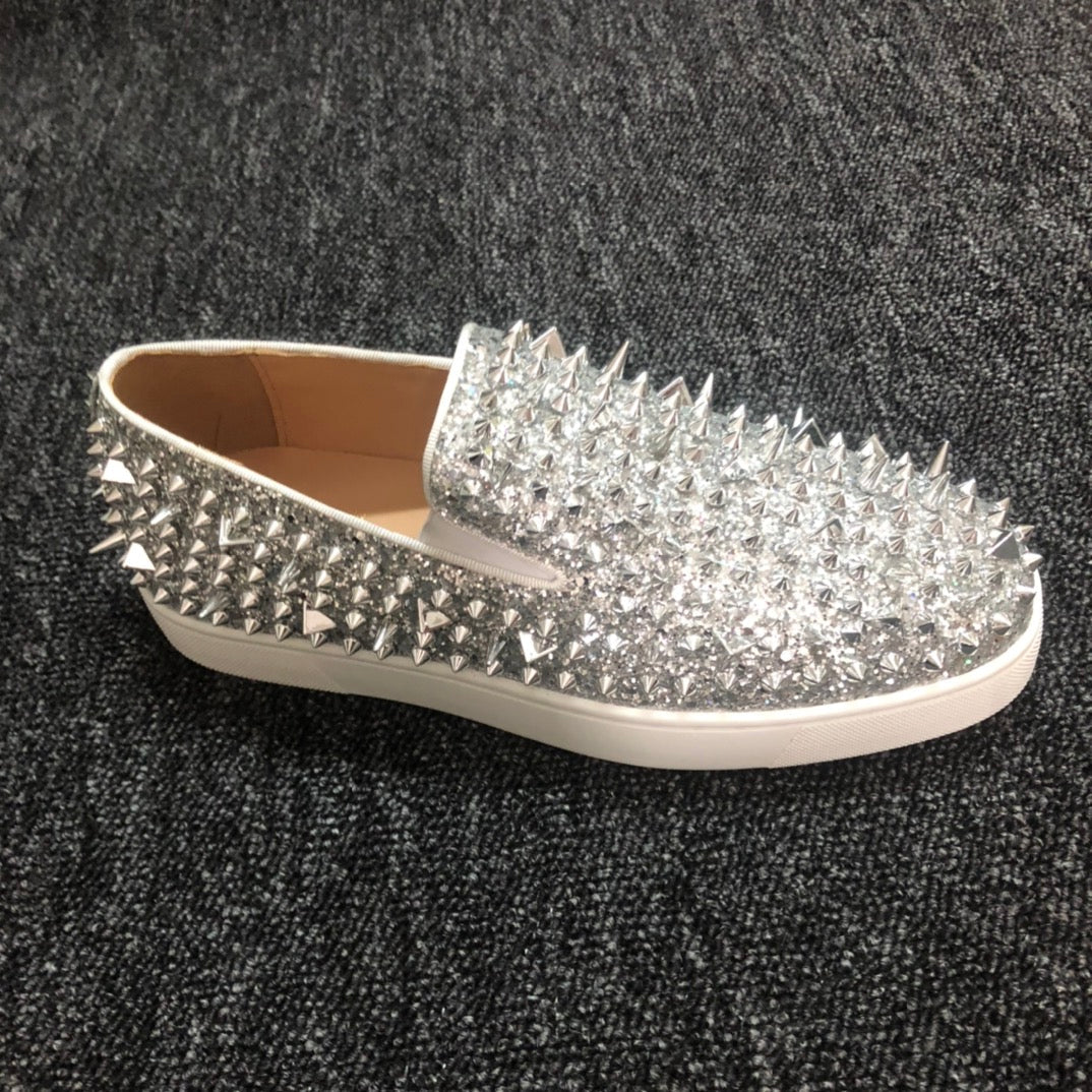 Loubouti* new red sole sneakers silver