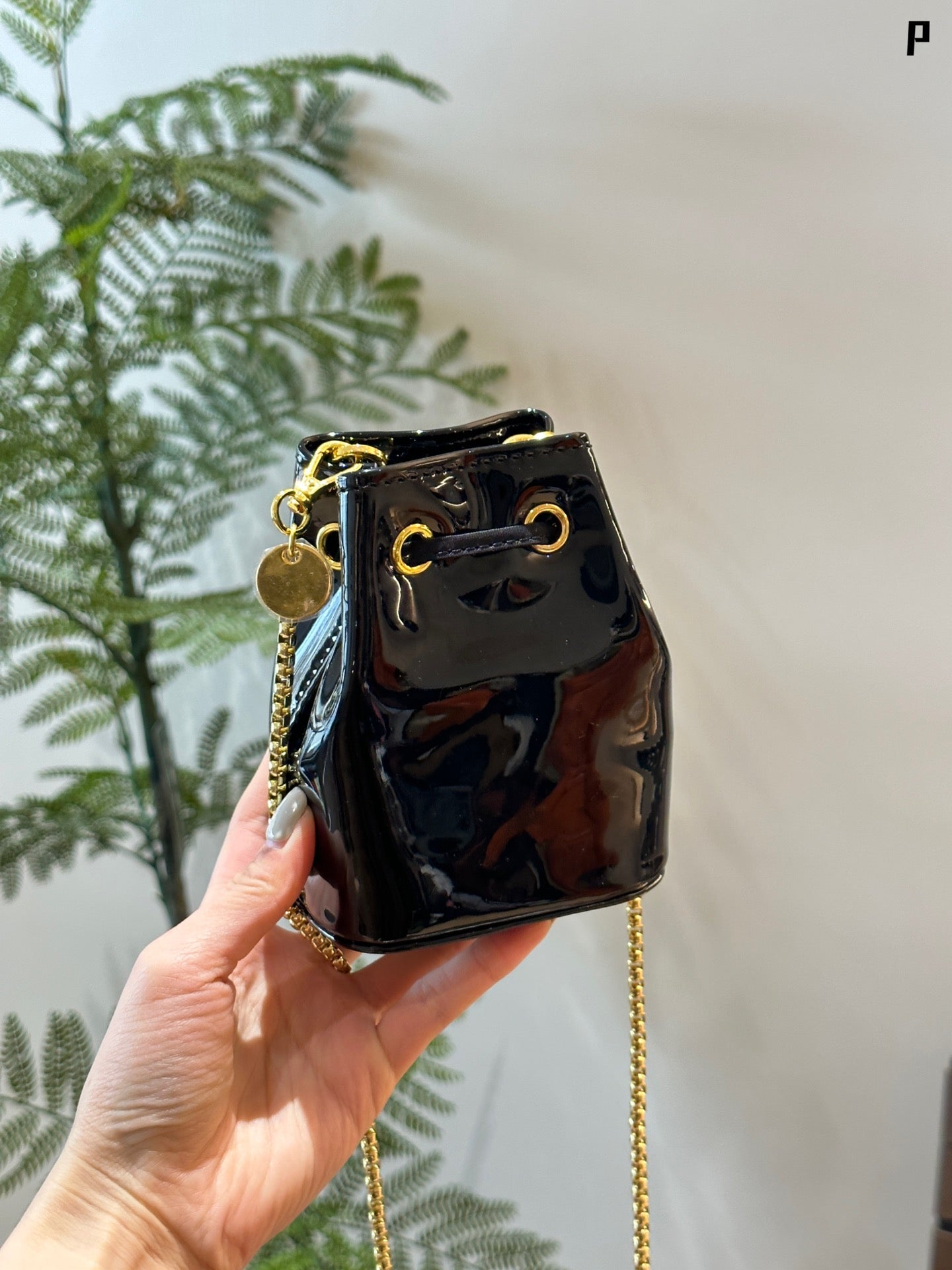 Mini P double zipper triangle bag